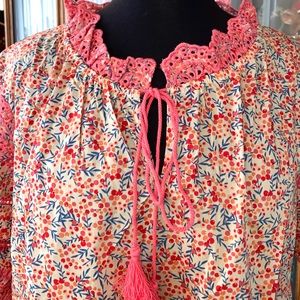 NWT Sundance Catalog Lyric Lace Pink Peasant Top Sz XS $98